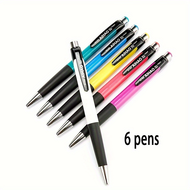 Image of 6pcs Ah-505 Classic Press Office Ballpoint Pen 0.7mm Head Smooth Writing Blue Pen Core Detachable Replacement Pen Core Student Writing Brushing Question, Office Signature Ballpoint Pen
