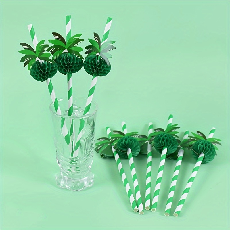 

10/20pcs, Coconut Tree Drinking Straws, Summer Beach Birthday Party Decor Hawaiian Wedding Decoration Summer Pool Party Paper Straws