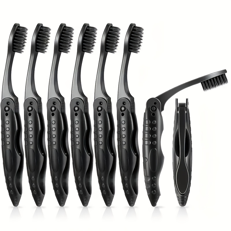 Travel Toothbrushes, Black Folding Brushes for Camping