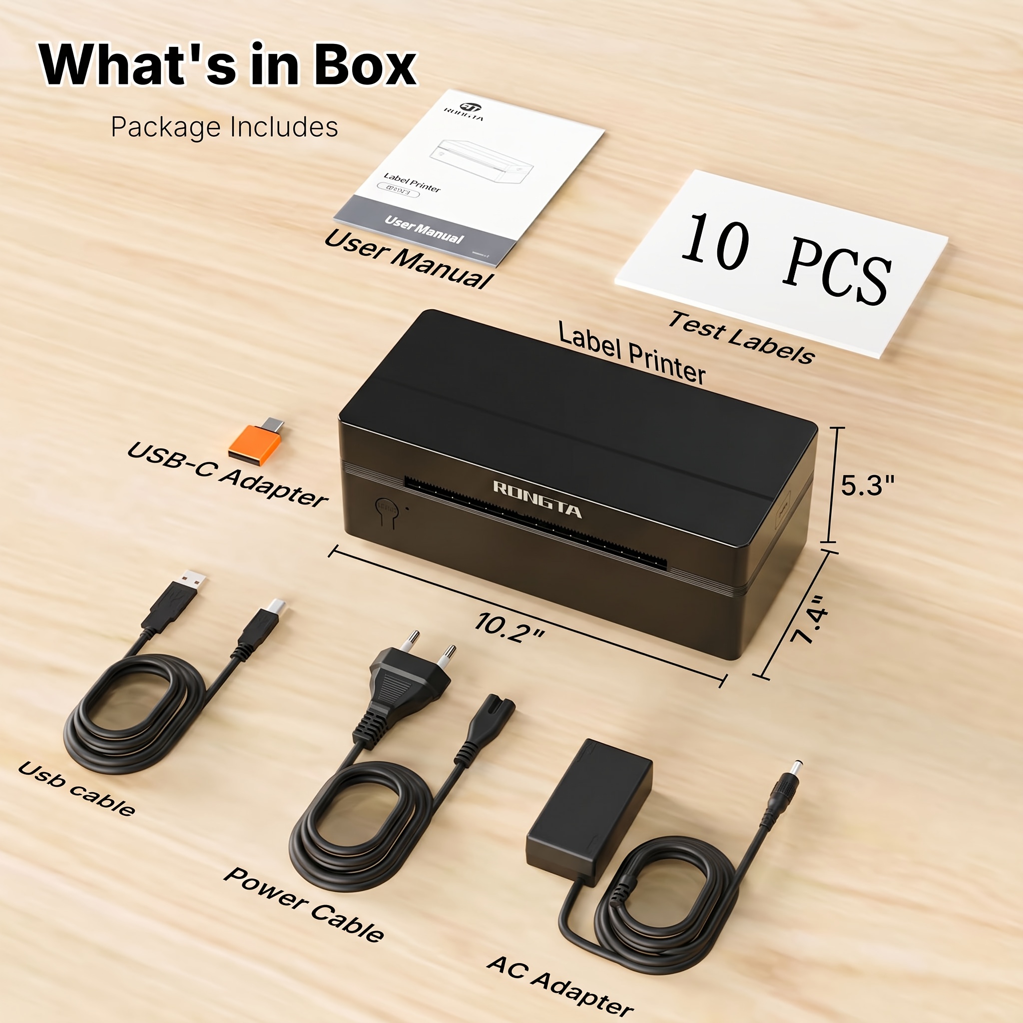 Rongta Rp425 Wireless Thermal Label Printer With Free 10 Sheets Included, Barcode Maker For Shipping, And Small Business