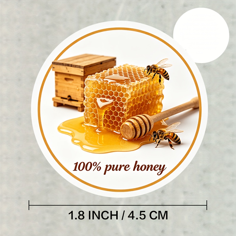 TEMU 78 étiquettes rondes pour miel pur, autocollantes, avec d' et de , adaptées aux pots de miel originaux, aux apiculteurs, aux petites entreprises