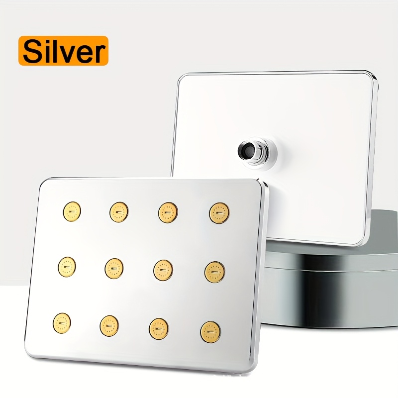 1pc Silver Plating High Pressure Shower Head - Daily Fixed Shower Spray For Bathroom, Square Design Shower Head, Square Polished End, Wall Mount/ceiling Mount/hanging Installation For Shower Use