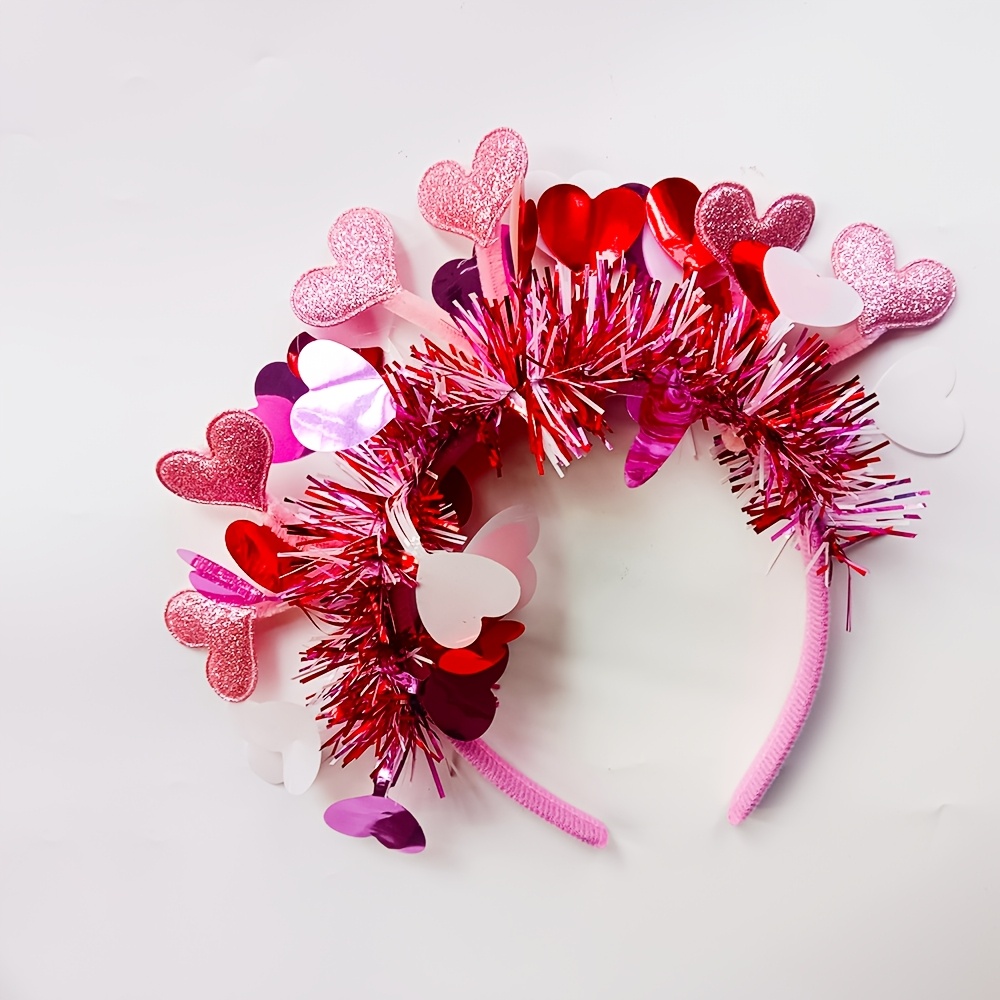 1pc Glittery Pink And Pink Glitter Headpiece For Valentine's Day, Birthday Parties, Anniversaries, , Proposals, Party Celebrations, Carnivals, Romantic, Sweet, Simple, , Cosplay, Live Streaming