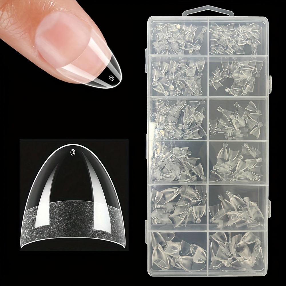 

600pcs Ultra-short Shaped Clear Gel Nail Tips - Pre-buffed, Half Cover Acrylic Extensions For Diy Manicure & Nail Art, 12 Sizes