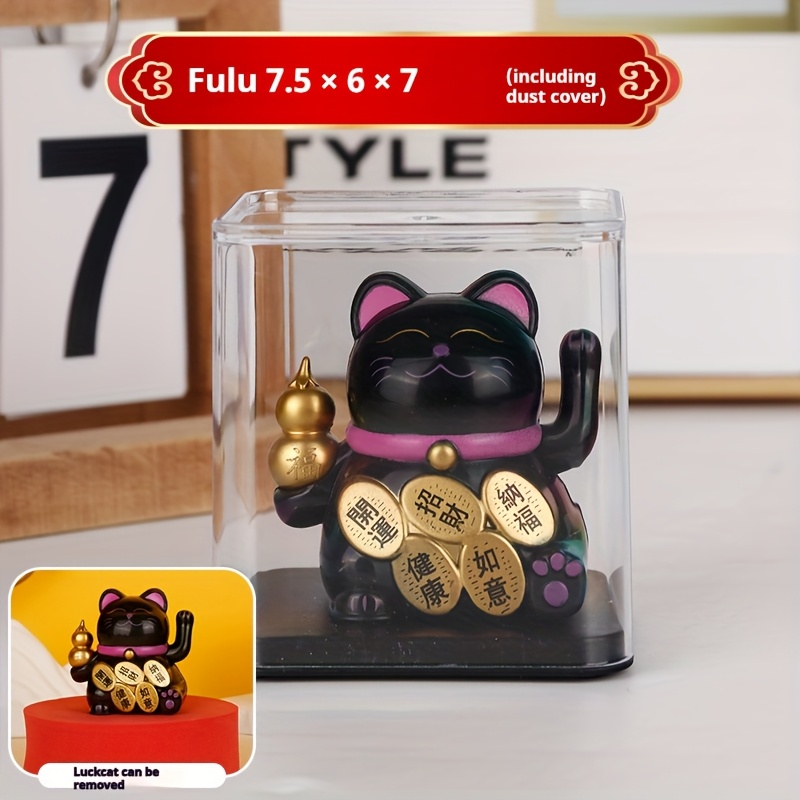 TEMU Car Ornament, Automatic Waving Cat, In 6 Styles, Cute Design, With A Transparent Dust Cover And Includes A Residue-free Adhesive Pad