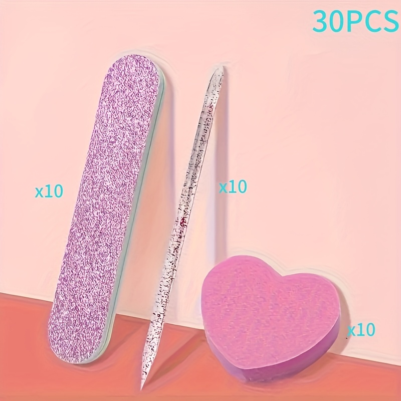 Image of 30pcs Manicure Care Set: Mini File, Buffer, And Stick - Perfect For Jewelry Polishing And Nail Care ，for Toenail& Foot Clean