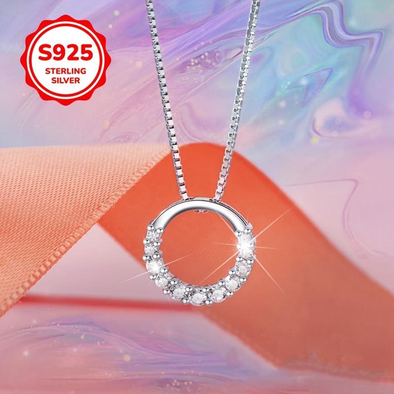 925 Silver Irregular Round Pendant Necklace Chain