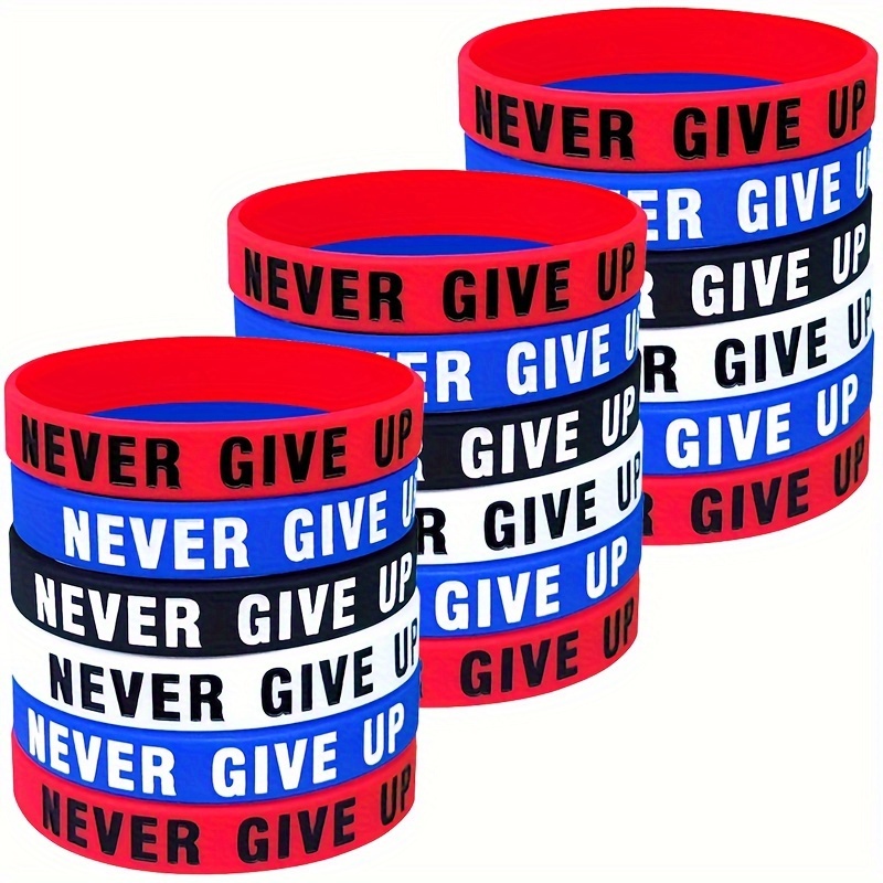 

Give Up" Inspirational Sports Bracelet, Silicone Wristband, Motivational Rubber Band, Fitness & Festival Accessory, Gift For Birthday & Daily Motivation