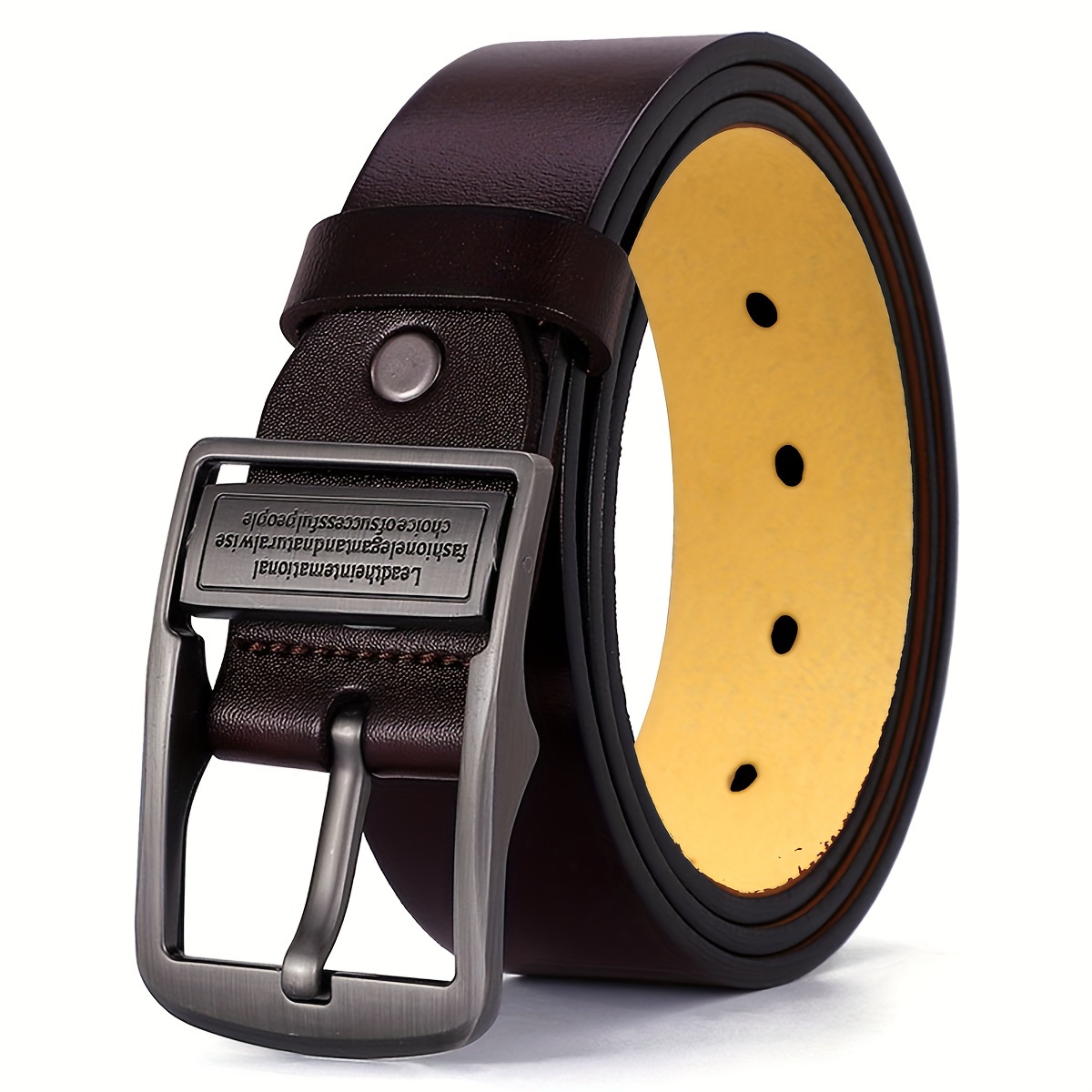 

Men's Genuine Leather Belt, Large Pin Buckle Waist Strap Belt, Ideal Choice For Gifts