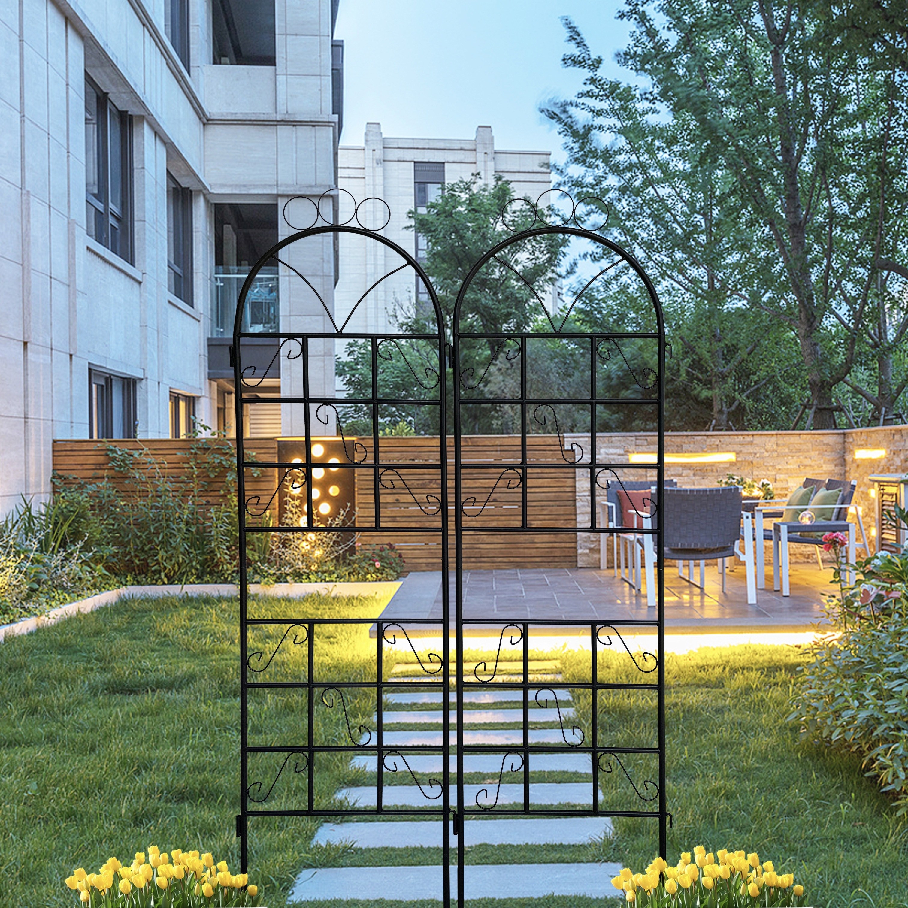 

Set Of 2 Black Metal Lattice Garden Trellises, Suitable For Outdoor Rust-resistant Plant Supports, Ideal For Climbing Plants.
