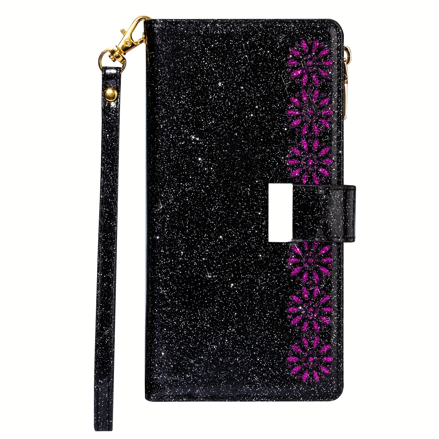 TEMU Phone Case - Glitter Multi-card Slot Card Holder Men Women Wallet Card Case Insert Organizer Cute Faux Leather Phone Case For Galaxy S24ultra