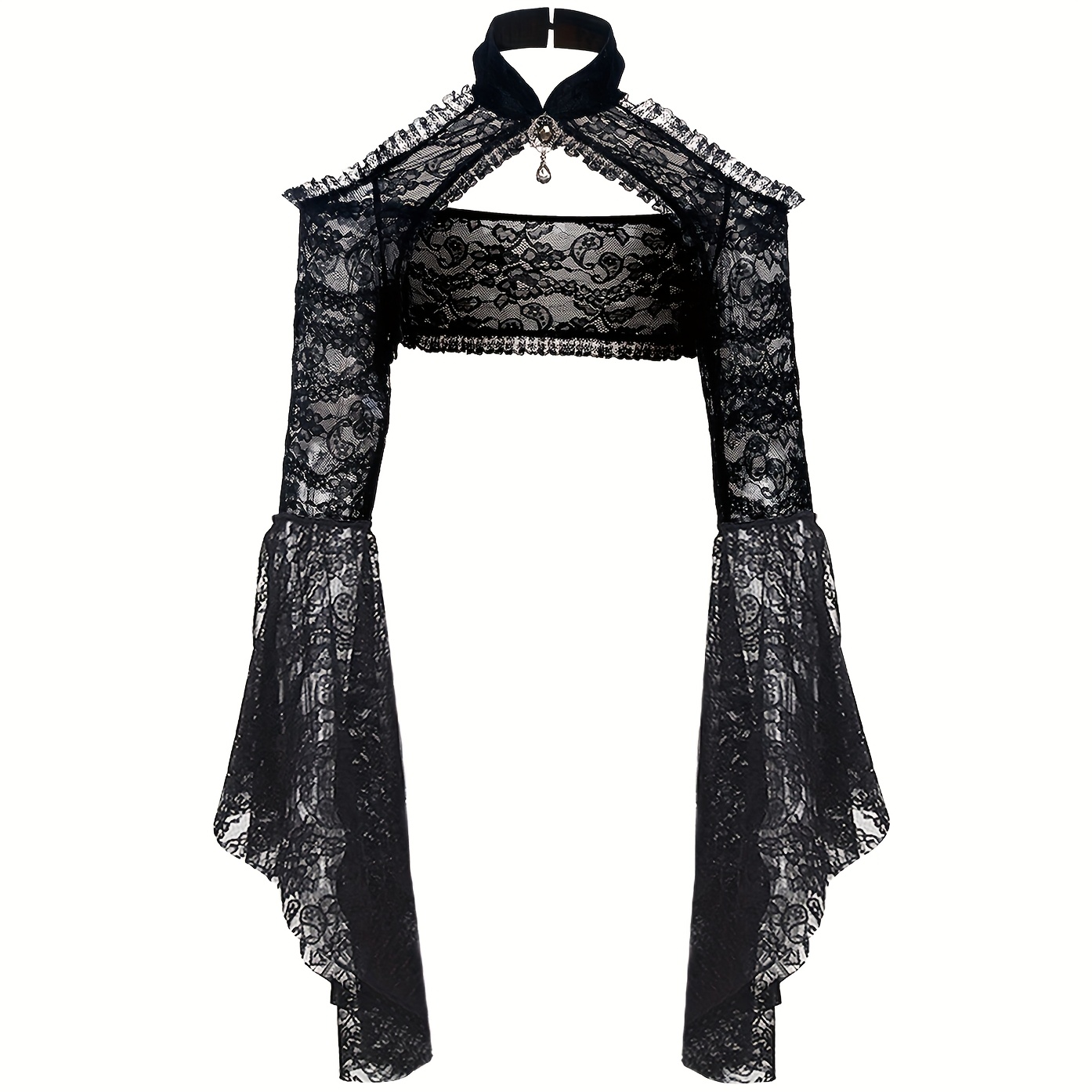 Y2K Victorian Crop Shrug Top - Gothic Puff Sleeve Bolero For Women, Rave, Bridal & Retro Outfits