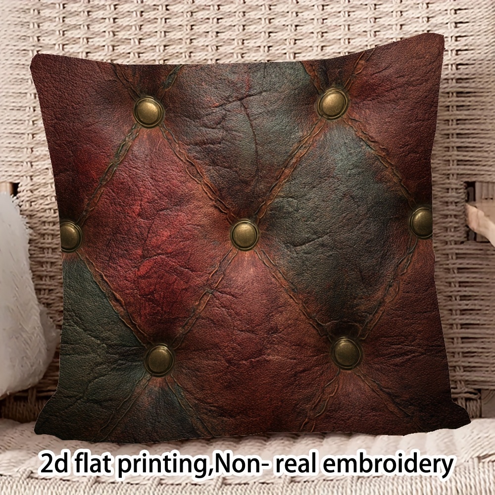 TEMU 1pc, Double-sided Style Distressed Leather Pillowcases, In Sizes, Suitable For Home, Office And Party Decoration, Suitable For (no Pillow Core)
