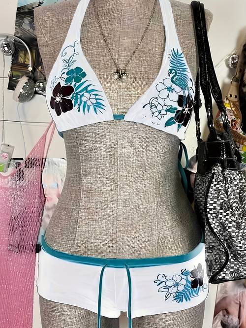 traje de baño de mujer playa bikini de piezas verano casual traje de baño estampado floral caliente ajustable con espalda bikini