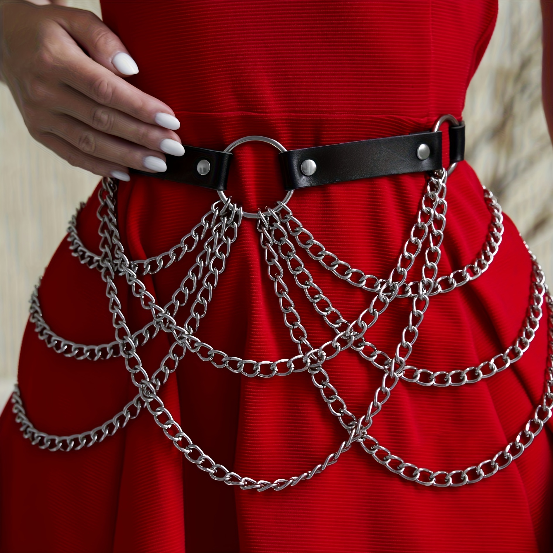 Bodiy Punk Waist Harness Belt Fashion Body Chain Black Goth Rave Adjustable  Body Jewelry for Women and Girls