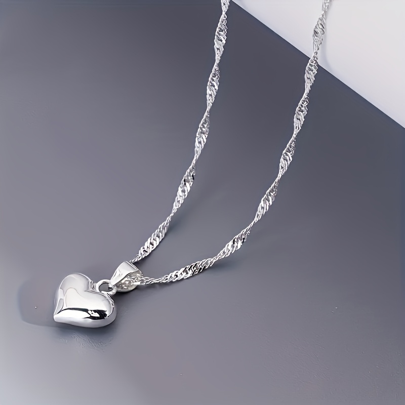 

1pc Collier Pendentif Coeur Style Bohème Vintage, Cuivre Plaqué Argent 925, & Cadeau, Accessoire de Noël, Bijoux Toutes