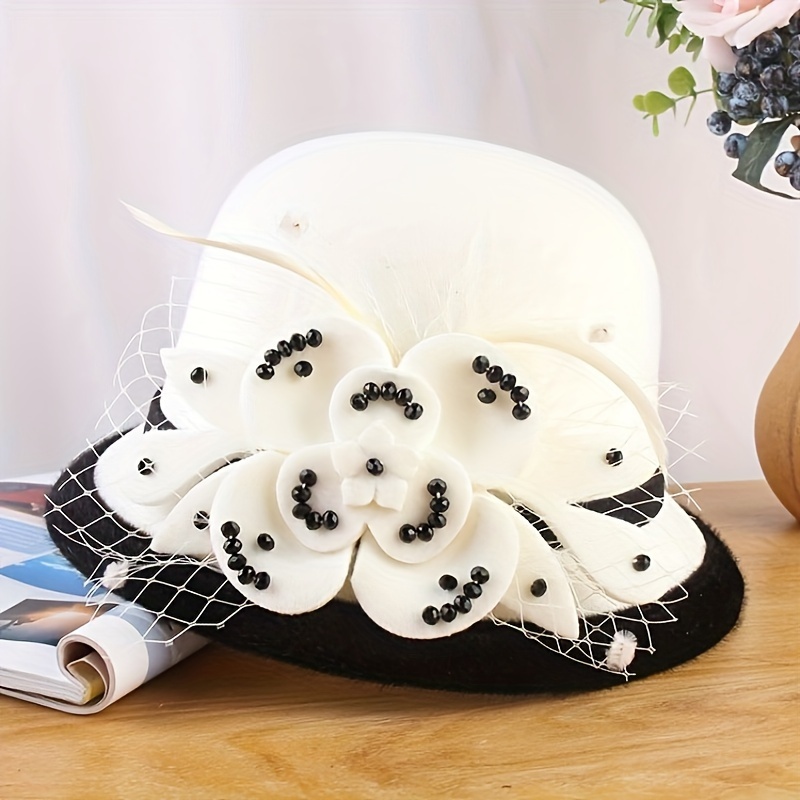 TEMU 1pc Of A Hat, Detachable, New European And American Autumn And Winter Style, Retro British Floral Hat, Fashionable And Versatile For Women,