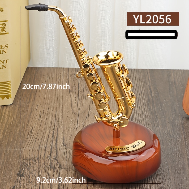 TEMU 색소폰, 혼, 트럼펫 크리에이티브 회전식 오르골, 오르골, 생일 선물, 커플 선물, 축제 선물, 거실 장식