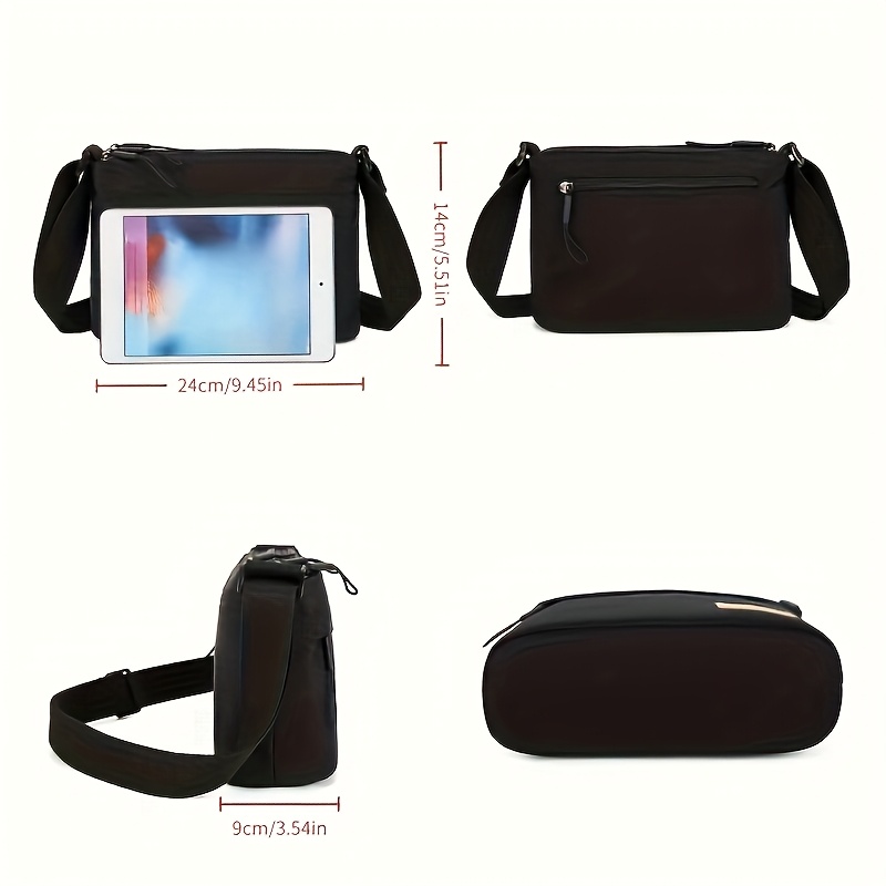 elegant womens nylon shoulder bag with adjustable strap multiple compartments zipper closure versatile crossbody bag in black white red beige grey small crossbody bag Product details 4