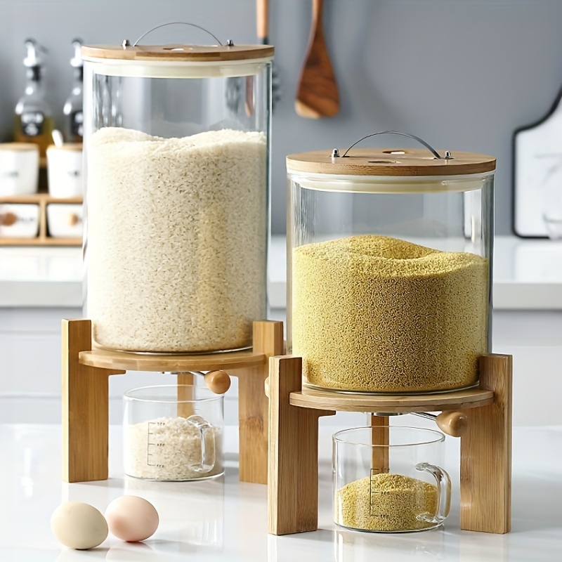 Reisbehälter 10,9 Kg Mit Spender – Luftdichter Aufbewahrungsbehälter Für Reis, Müsli & Getreide – Inkl. Messbecher (Orange)