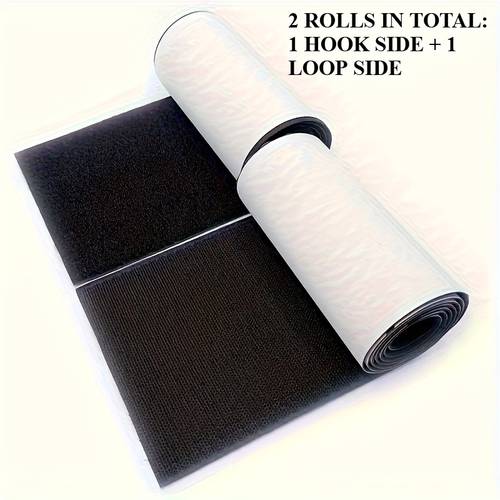 a set of 2 rolls heavy duty nylon hook and loop tape extra wide 1 97 inches strong backing non slip sofa cushion support carpet fabric fastening strips 2 sided black white compatible with each 39 37 length for on furniture wallpaper rugs long lasting hold easy to remove durable yet pliable no residue removal ideal for upholstery pads wall mounting tape furniture fasteners reusable fasteners residuefree removal removable
