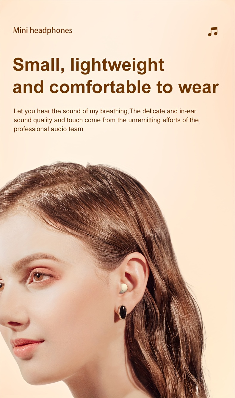 Invisible Sleeping Headphones - Ultra Small Mini In Ear Sports 6.0 Bluetooth Wireless Earphones, 6D Bass Sound Effect HIFI Music Earbuds, Low Latency, Dual Noise Reduction, And Sleep/Game Mode, Surprise Gifts for Couples, Students, And Adults