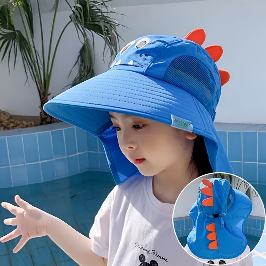 1pc Cartoon Wide Brim Breathable Sun Hat, UV Protection Outdoor Neck Cover  Fisherman Cap, For Boys Girls