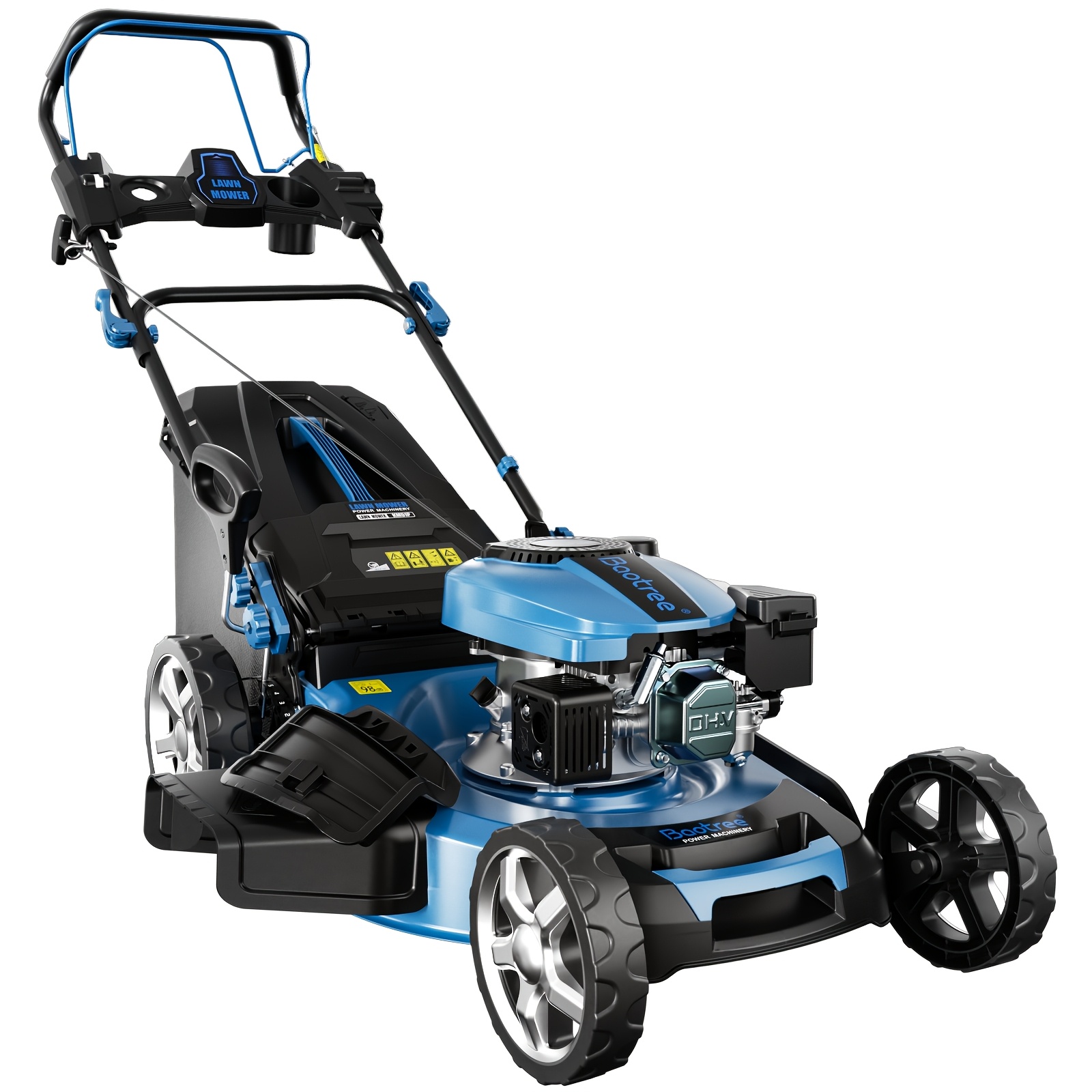 TEMU Professional Gas Lawnmower/ Gas Powered Push Lawnmower, 21-inch Cutting Deck, 201cc 4-cycle Engine, 7 Levels Adjustable Cutting Height, 3-in-1