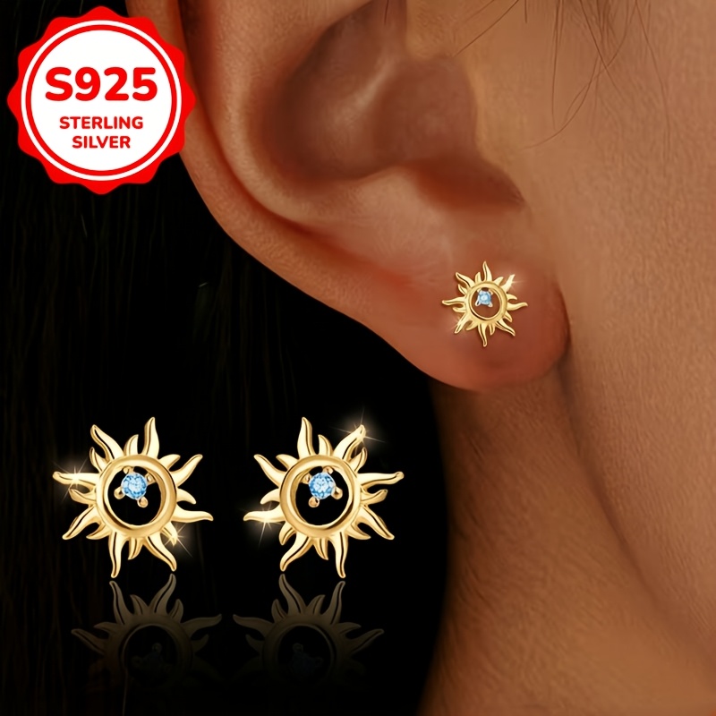 S925 Silver Sun-threaded Screw-back Earrings, Exquisite