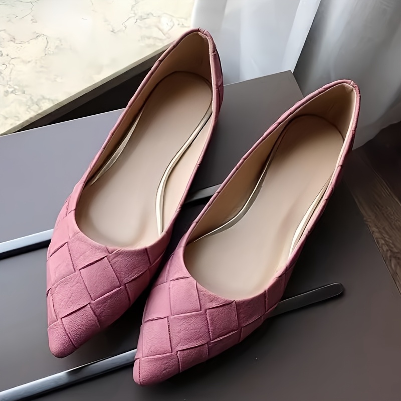 womens pink quilted pointed toe flats lightweight slip Temu Oman