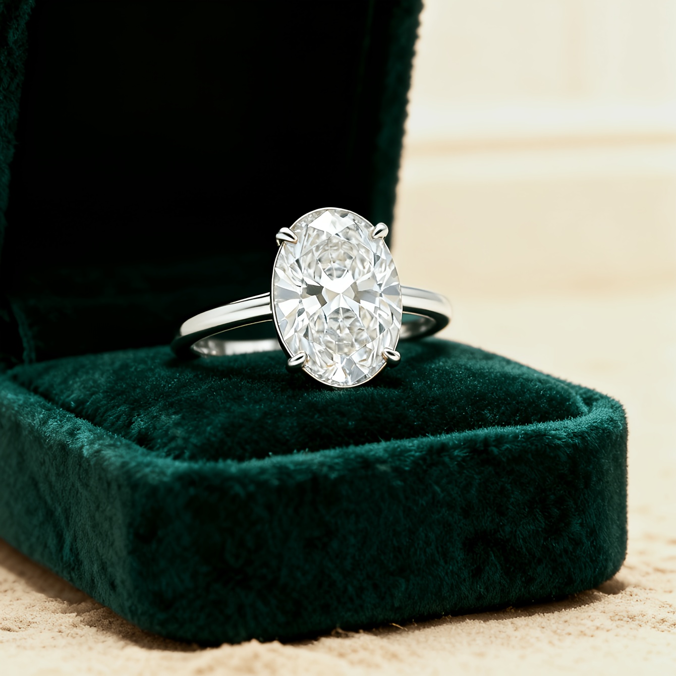 Women's 1-8 Carat Unique Egg Shaped Solitaire Engagement Ring