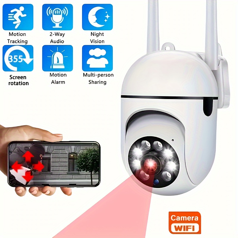 OURLIFE Security Camera with Color Night Vision, Wireless Indoor/Outdoor Camera, Two-Way Audio, Multi-Angle Pan/Tilt/Zoom, Wi-Fi Smart Home Security Camera with Pet Motion Tracking, Ideal Christmas & Thanksgiving Gift!!