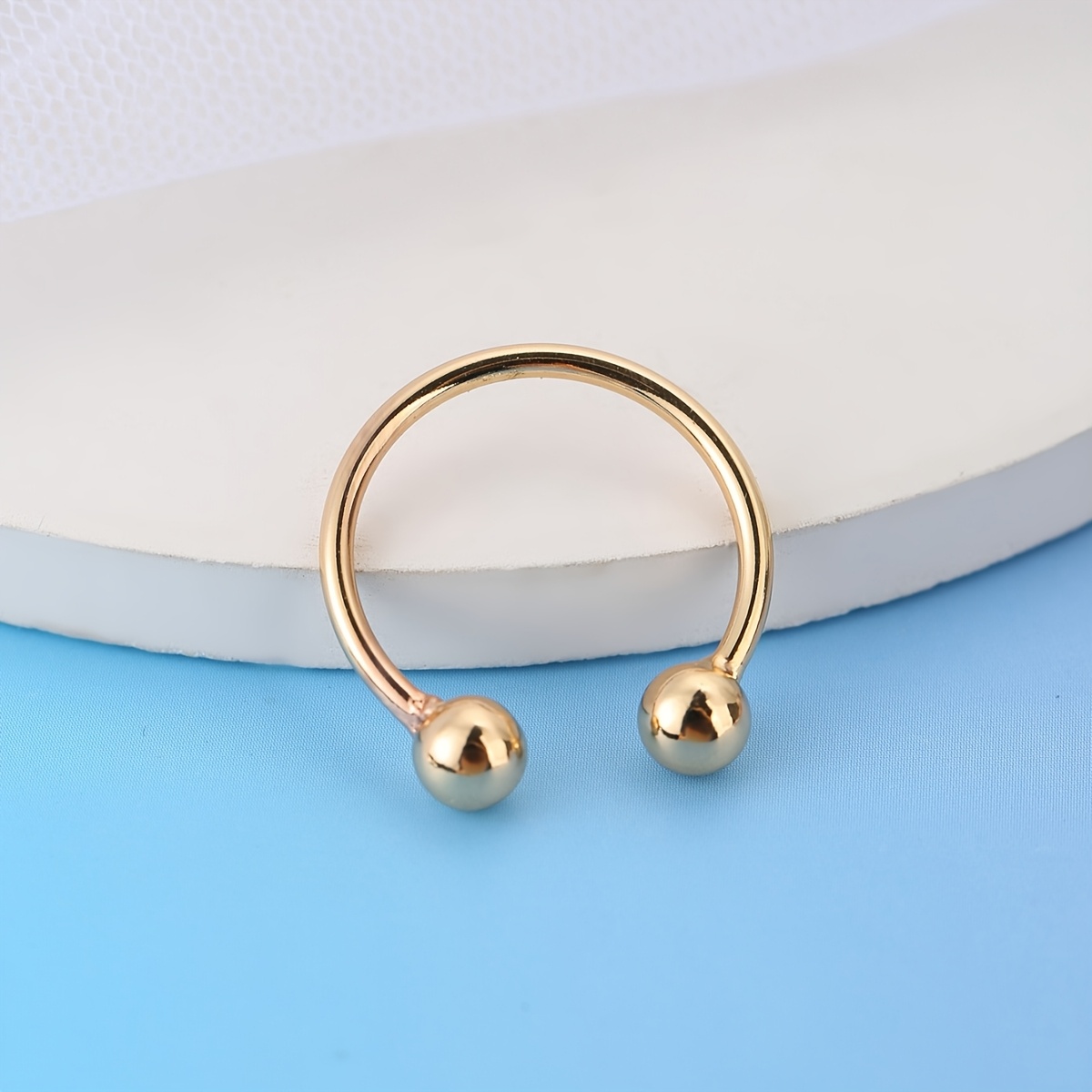 Unisex Adjustable Copper Double Ball Ring, Minimalist Design