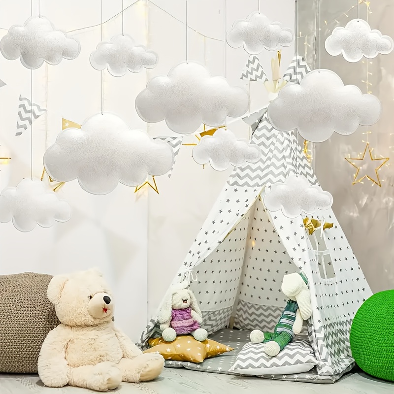 ZAUGONTW Nuvola artificiale, finta nuvola 3D per decorazioni da appendere al soffitto, ornamenti a forma di nuvola finta per stanza, festa di nozze, palcoscenico, spettacolo (6 pezzi, 3 dimensioni