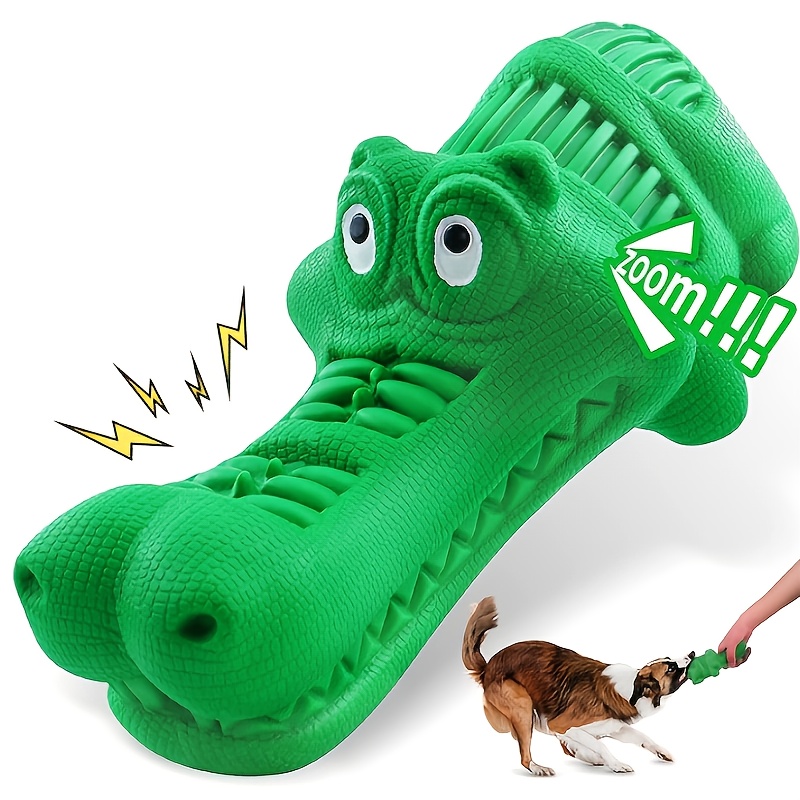 

Indestructible Alligator Mouth Dog Chew Toy For Aggressive Chewers - Rubber, Teeth-cleaning Design, Suitable For All Breeds - Crocodile-shaped With "!" Sound Effect