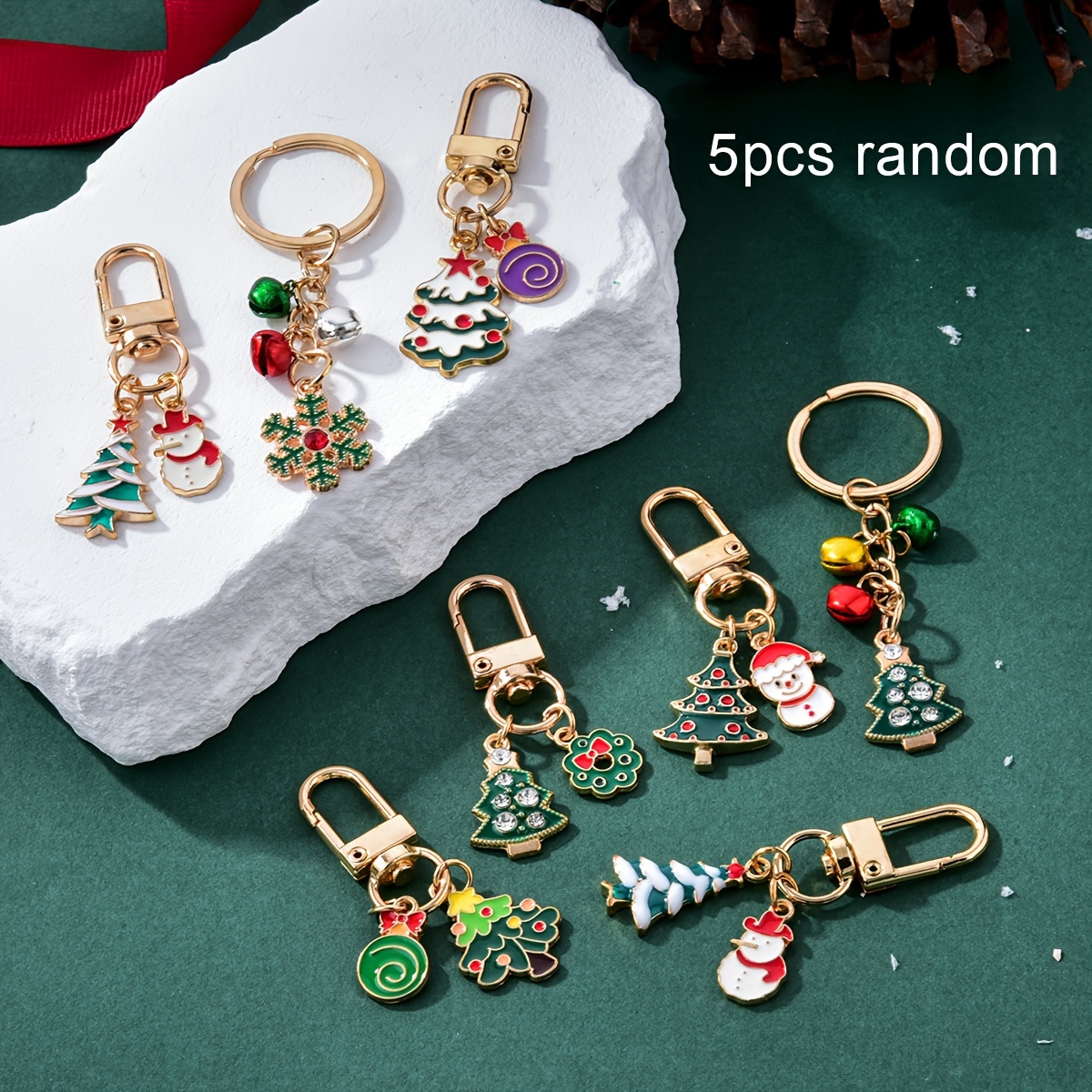 

5pcs/set Christmas Keychains, , Snowman, For And , Alloy , , Keyholders, Christmas