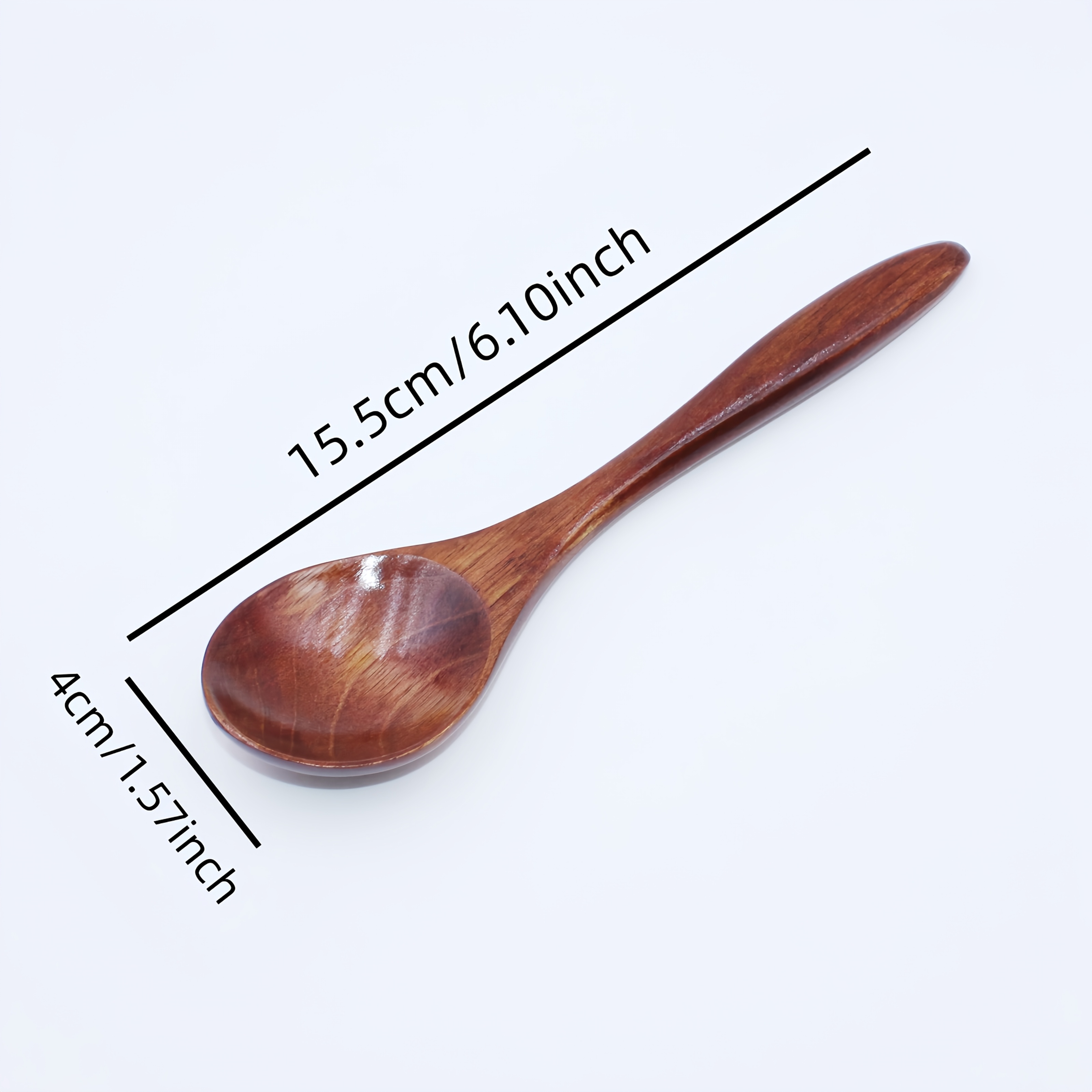 TEMU Cuchara de Madera Sólida Artesanal - Utensilio Multiusos Duradero con Veta de Madera, Ideal para Café, Sopa, Postre, Remover Té y Miel - Cuchara