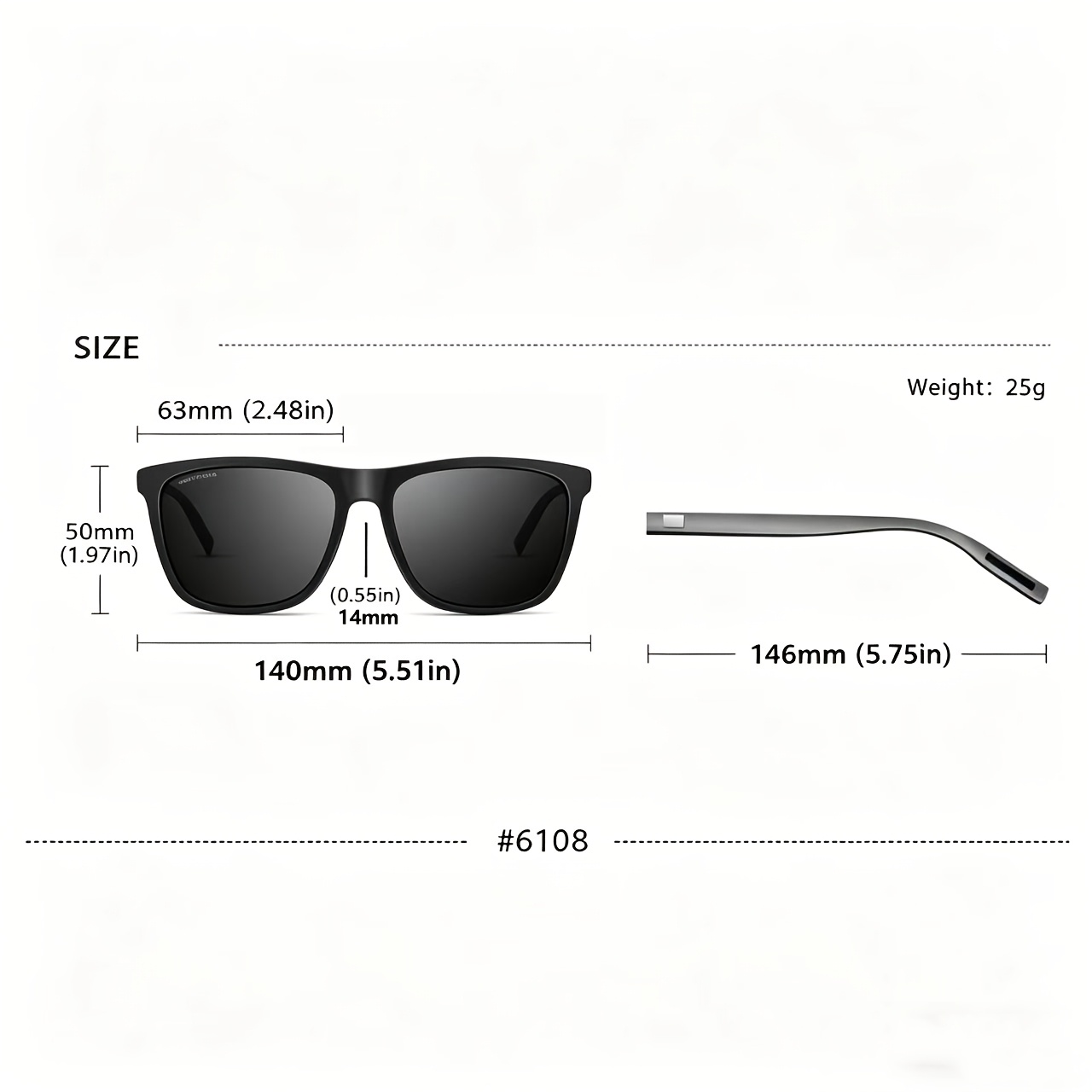 Unisex Aluminum Magnesium Square Polarized UV Resistant Sunglasses