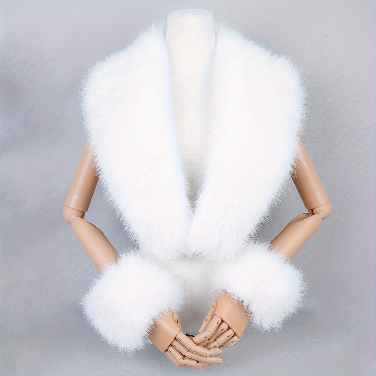 E-shop Damen -Fuchs und Manschetten, verdickter warmer Damen-Schal im -Fuchs-Design mit Hornkragen & passendem Manschetten-Set für Pendeln und modische