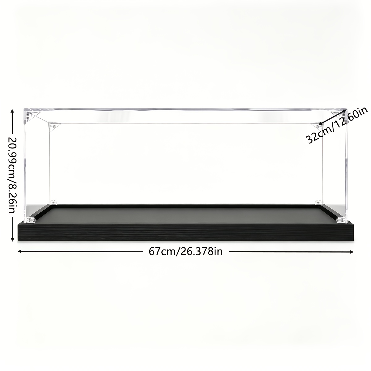 TEMU 1 pz Espositiva Premium in Acrilico - Dimensioni: 67X32X20.99Cm. Contenitore Espositivo con Copertura Antipolvere, Base e Design Impilabile. per