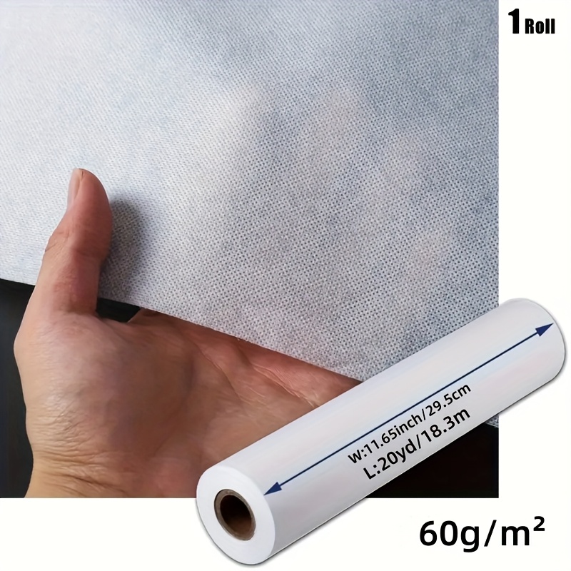 Image of 1 Roll, 60 Square Grams, 11.65 Inches × , 11.65 Inches × 20 Yards, 11.65 Inches × 40 Yards White Iron-on Adhesive Fabric For Sewing, Crafts, And Home Decor