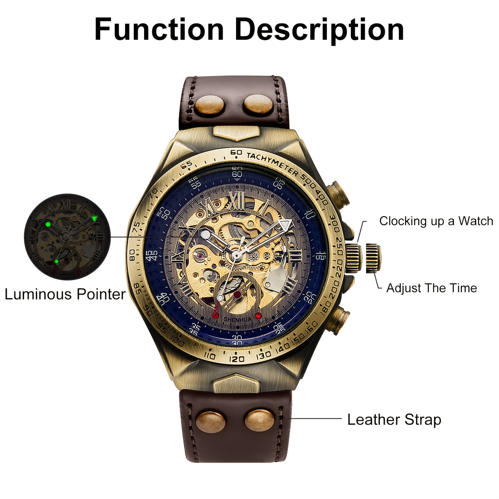 1 Men'S Automatic Mechanical Watch - Classic Hollow Dial Retro Luxury Watch with Exposed Skeleton Movement, Golden-Tone Hands & Roman Numerals, Precision Timekeeping, Durable Silicone Strap - Ideal Gift for Men, Christmas, Birthdays