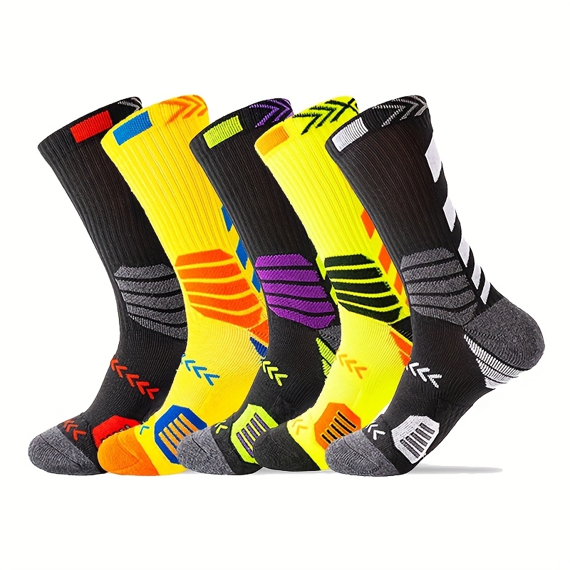 E-shop 5 Paar Basketballsocken in Übergröße, Professionelle Sportsocken, Herren-Handtuchboden-Socken, Trainings-Elitesocken, Herren-Lauf- Fußballsocken