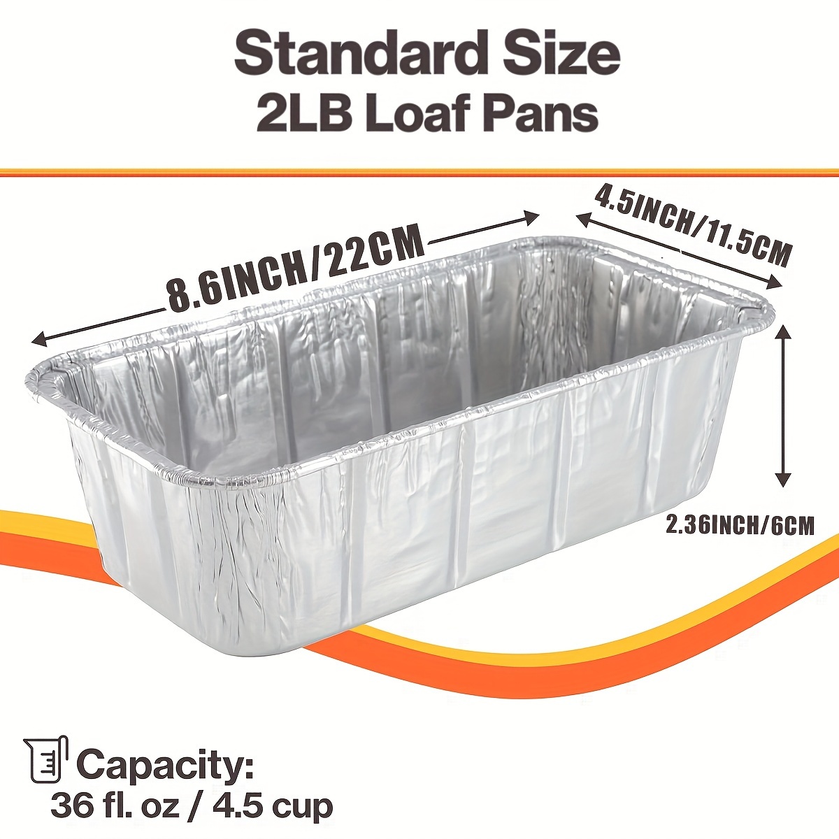 Image of 30pcs 2lb Loaf Pans 8.6" X 4.5" Foil Pan - Extra Strong Disposable Aluminum Foil Bread Pans For Baking, Standard Size Tins, Great For Homemade Bread, , And Lasagna