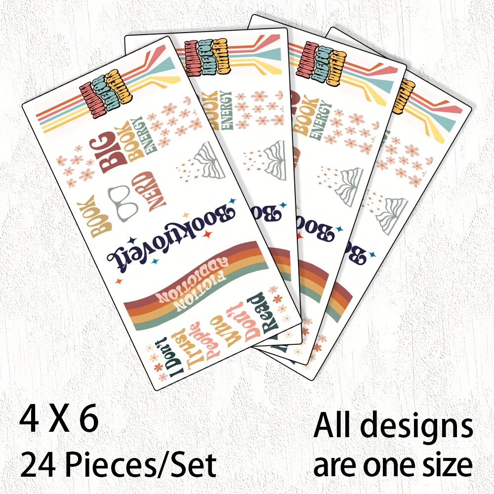 TEMU A Set Of Featuring Positive Energy Uv Dtf Bookmarks Made Of Waterproof Vinyl Transfer, Suitable For Crafts, Bookmarks, Pen Packaging, And Gifts,