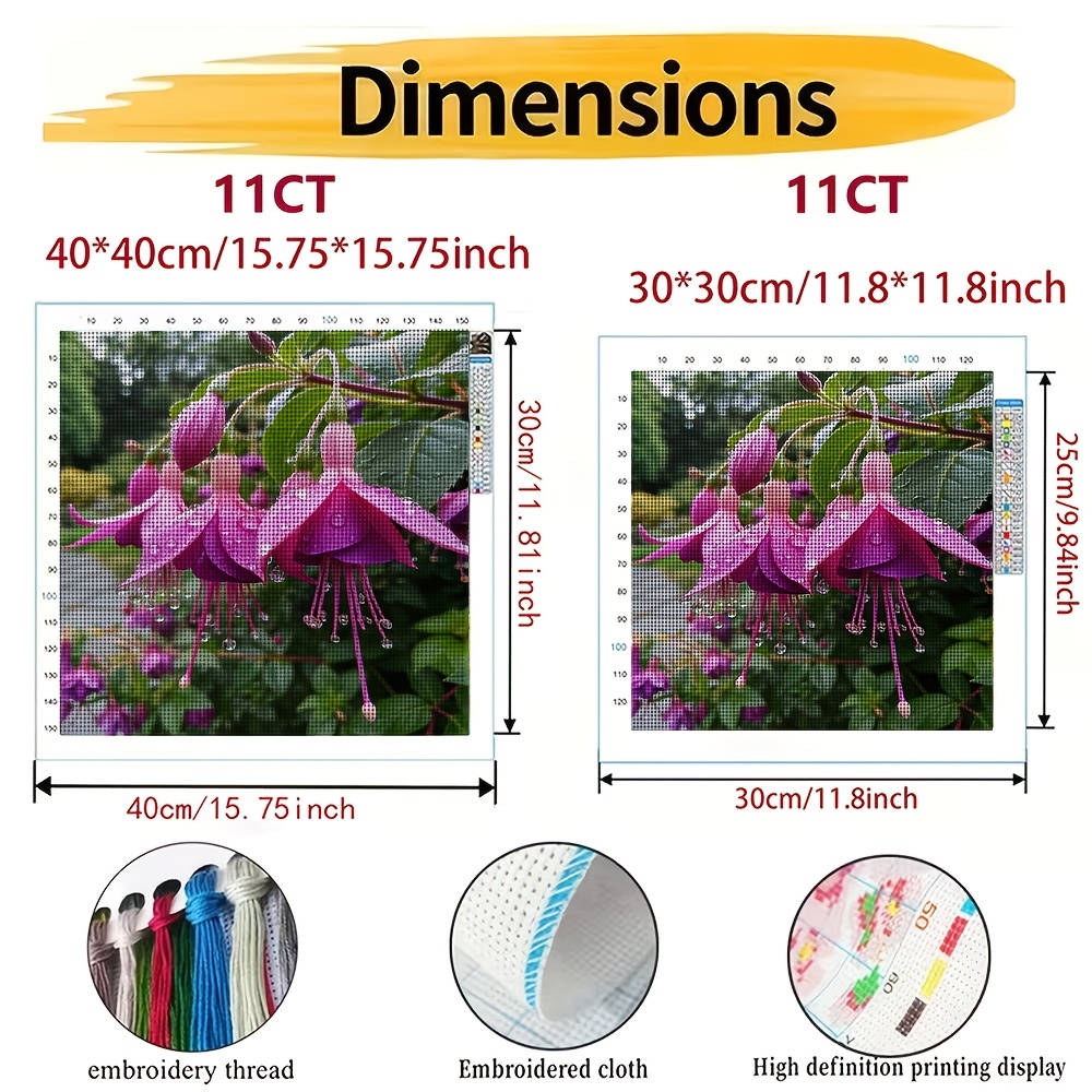 Cross-Stitch Kit Featuring Inverted Bellflower with Dew