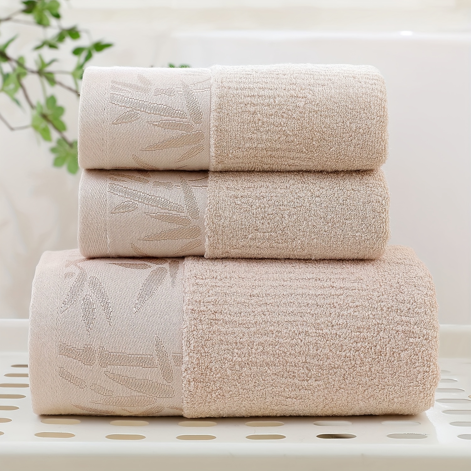 dreiteiliges set: 1 badetuch + 2 handtücher weiche