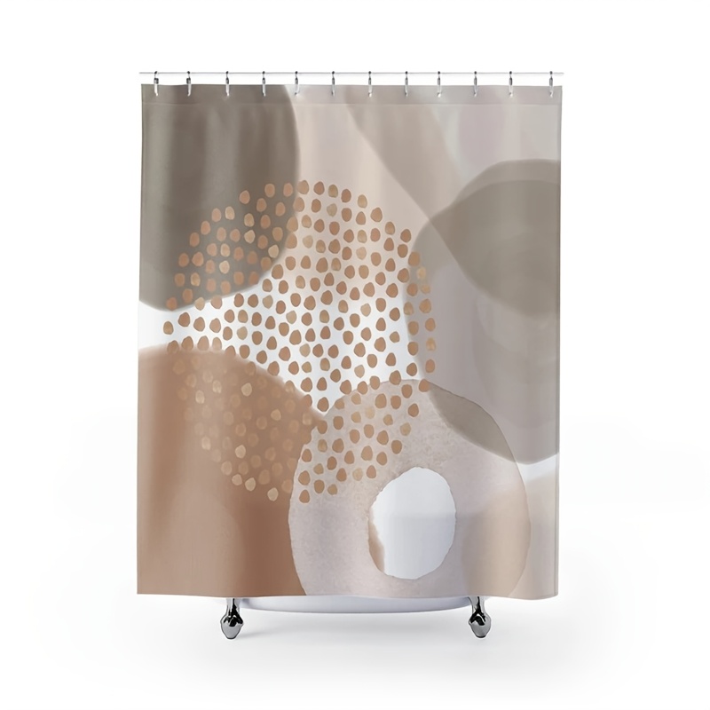 

1pc Abstract Print Shower Curtain, Artistic Waterproof Polyester Bathroom Decor With 12 Hooks, Machine Washable, Seasonal, Unlined, Woven Fabric