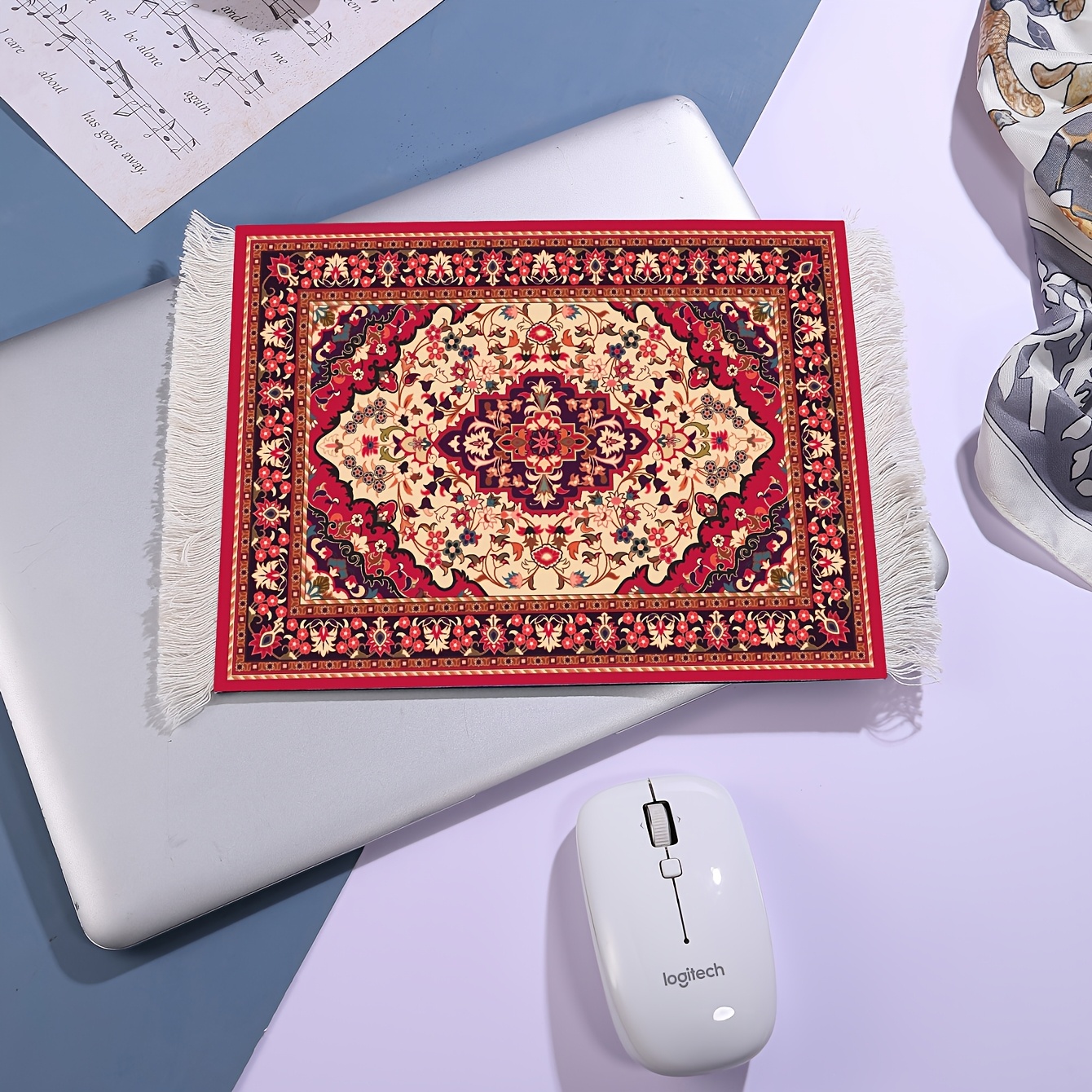 TEMU Vintage Mouse Pad, Tassel Mouse Pad, Placemat, Coaster, Desktop Mat
