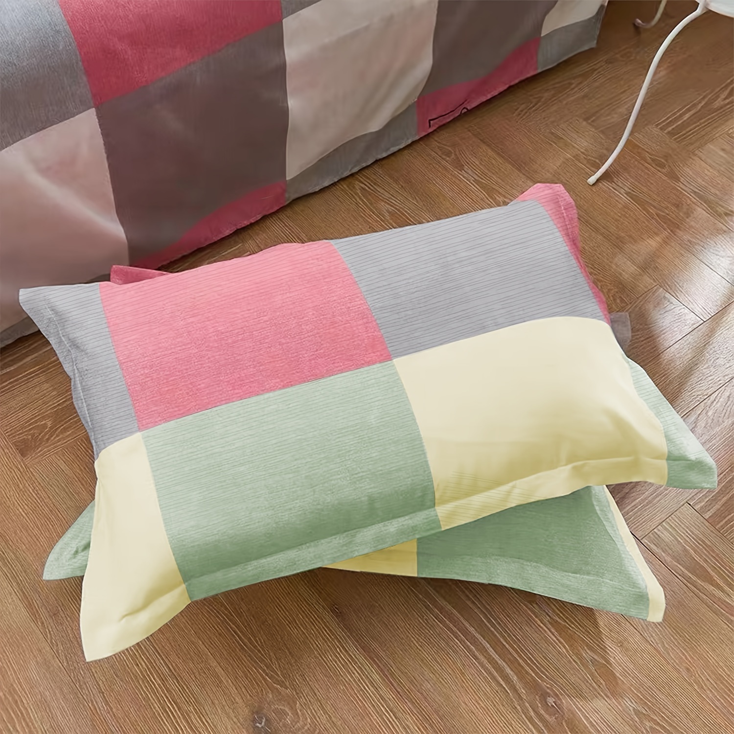 2 pieces checkered pillowcases no pillow inserts geometric british   design machine washable 75cm 29  48cm   checkered pattern no embellishments envelope closure other fabric type   weaving brushed finish flat screen printing polyester cover material 200 250g fabric square weight details 9